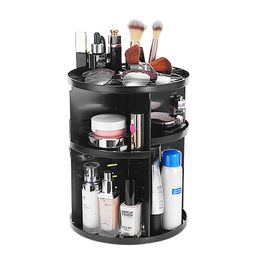 Plastic 360 Rotating Makeup Organisers Comestic Storage Box Organiser Women Desk Make Up Organiser Bathroom Makeup Holder Y200111