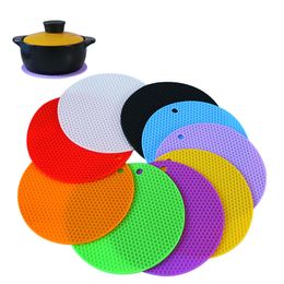 14cm Round Candy Color Waterproof Silicone Non-slip Heat Resistant Mat Cup Coaster Cushion Placemat Pot Holder Kitchen Accessory
