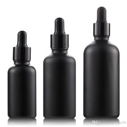 Top Quality Empty glass bottles with dropper essential oil frost black 30ml 50ml 100ml E liquid P