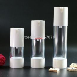 30ml 50ml White Transparent Plastic Airless Vacuum Pump Travel Bottles Empty Cosmetic Containers Packaging for women 10pcs/lotpls order