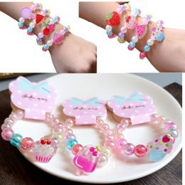 Girl kids Jewelry Bracelet Candy Color Transparent Beads Fruit Princess Bracelet kids girl Charm Jewelry gift