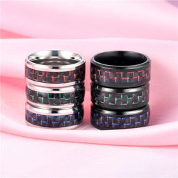 stainless steel Promise Engagement Rings Carbon Fiber Ring Black Wedding Ring Men Women rings Will and Sandy Fashion Jewelry gift