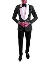 Custom Made Groomsmen Shawl White Lapel Groom Tuxedos One Button Men Suits Wedding/Prom/Dinner Best Man Blazer ( Jacket+Pants+Tie) K939