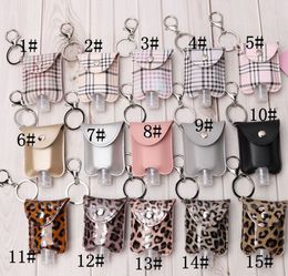 Portable PU Leather Sanitizer Holder With 30ml Travel Bottle Tartan Leopard Printed Gel Alcohol Liquid Soap Dispenser Containers K1