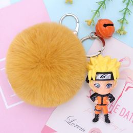 Llaveros Anime Naruto Llavero aleatorio Sasuke / Itachi / Kakashi Key Chain Ring Pompom Fur Ball Ball Colgante Fans Regalos 3D1