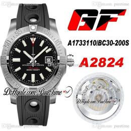 2020 GF V2 Seawolf A1733110/BC30-200S ETA A2824 Automatic Mens Watch Black Dial Number Markers Black Rubber Best Edition PTBL Puretime A19