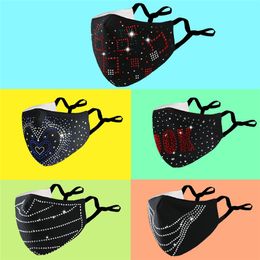 Fashion Designed Women Party Face Masks Sequined Cloth Mouth Masks For Valentine's Day Wear Can Insert PM2.5 Philtres ZZC2563