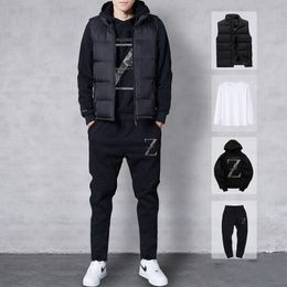 Thick Warm Sets Tracksuit Men Autumn Winter Hooded Sweatshirt Drawstring Outfit Sportswear Male Suit 2-4 Piece Set Casual 201201