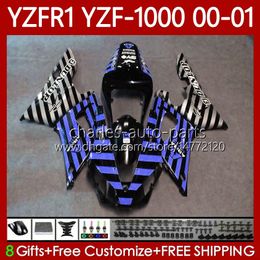 OEM Body Kit For YAMAHA YZF-1000 YZF-R1 YZF 1000 CC R 1 2000 2001 2002 2003 Blue Silver Bodywork 83No.139 YZF R1 1000CC 00-03 YZF1000 YZFR1 00 01 02 03 Motorcycle Fairing