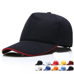 5 Panels Cotton Baseball Caps Curved Sandwish Brim Adjustable Strapback For Adults Mens Womens Blank Dad Hats Casquette Black Red 10 Colours