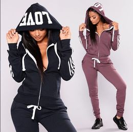 Women's Tracksuits wear hat sexy casual wear zipper knitted sweatshirt with pants jogging 2-piece set