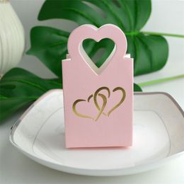 Hollow Cut Heart Candy Box Blue Pink White Candy Favours Container for Valentine Day Wedding Festival Party Gifts