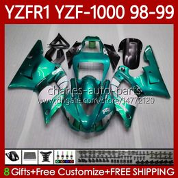 Bodywork Kit For YAMAHA YZF-1000 YZF-R1 YZF1000 YZFR1 98 99 00 01 Body 82No.169 YZF R1 1000CC 1998-2001 Glossy Cyan YZF 1000 CC R 1 1998 1999 2000 2001 Motorcycle Fairing