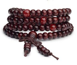 Beaded, Strands Buddha 108 *0.6cm Mala Beads Bracelet Prayer Beads Tibetan Buddhist Rosary Wooden Bangle Buddha Jewelry for Christmas Gift 2021