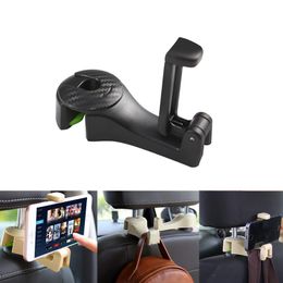 Car Hooks Car Seat Hooks with Phone Holder Universal Car Headrest Hooks Hanger for Hanging Purse, Bag, Cloth, Grocery