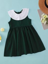 Toddler Girls Contrast Peter Pan Collar Babydoll Dress SHE