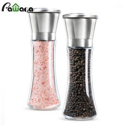 Stainless Steel Salt and Pepper Grinder Shakers Glass Body Spice Salt And Pepper Mill with Adjustable Ceramic Rotor1