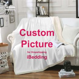 Custom Premium Throw Blanket Print on Demand Sherpa Blankets for Sofa Customized DIY Plush Thin Quilt Dropshipping 201222