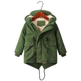 Children Winter Fleece Outdoor Jackets for Boys Hooded Warm Kids Boy Outerwear Windbreaker Swallowtail Cotton Coat Baby Clothing 201102