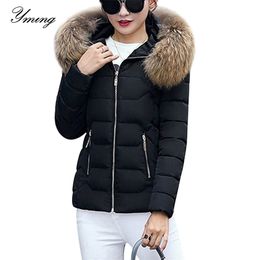 Winter Down Jackets Women Fashion Warm Coat Cotton Thickening Parka Fur Collar Jackets with Hooded Detachable Cap Winter Clothes 201017