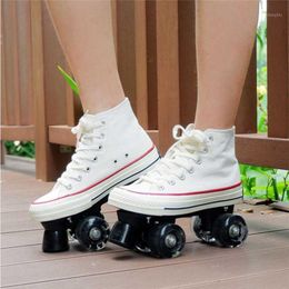 Inline & Roller Skates Quad Unisex Men / Women Double Line Skate Adult Kid Two Skating Shoes With LED PU 4 Wheels Patines1