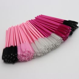 Eyelash Brush Disposable Portable Nylon Lash round Brush Pink Rod Rose Red Makeup