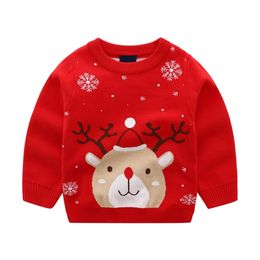 2-8T Christmas Toddler Kid Boy Girl Clothes Autumn Winter Warm pullover Top elk Cartoon Cute Sweater Xmas Party Club Outfit 201109