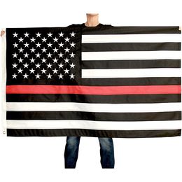 Cheap Price Firefighter Thin Red Line American Flag, Digital Printing 100D Polyester , Outdoor Indoor , Free Shipping