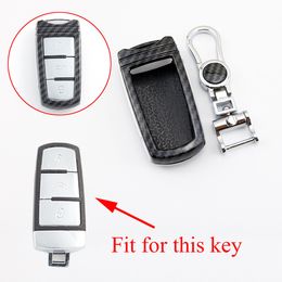 ABS Carbon Fibre Remote 3 Button Key Case Shell Bag Fob Cover Chain Holder Trim Fit For VW CC Passat CC Magotan Volkswagen Accessories