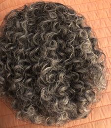 Diva1 Salt n pepper natural Grey human hair extension african american two tone mixed silver highlights grey hairpiece short curly 120g140g100g