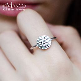 e-Manco 925 Silver Rings Minimalist Engagement Rings Vintage Fine Jewellery Geometric Round Shape Women Jewellery Wholesale Price Y200323