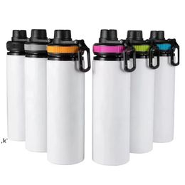 DIY Sublimation Blanks White Water Bottle Mug Cups Singer Layer Aluminium Tumblers Drinking Cup With Lids 5 Colours 600ml seaway LLA12313