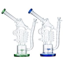 Recycler Perc Matrix Hookahs Sidecar Mouthpiece Style Bong Water Pipe With Triangle Bowl Oil Dab Rig Hookah 14.5mm Female Joint WP558