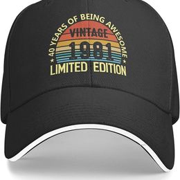 Vintage 1981 40th Birthday Funny Neutral Printing Truck Driver Cap Cowboy Adjustable Skullcap Dad Hat for Men and Women