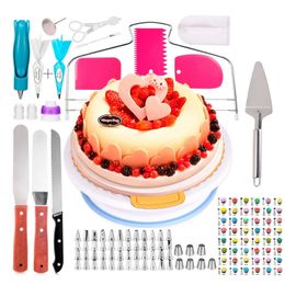 124 PCS Cake Decorating Tools Kit Icing Tips Turntable Pastry Bags Couplers Cream Nozzle Baking Tools Set for Cupcakes Cookies Y200612