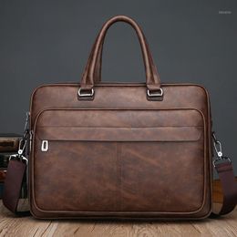 Briefcases Office Single Shoulder Men's Large Capacity Computer Messenger Bag Leather Men Briefcase Trade Men's1