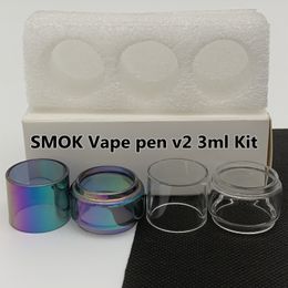 SMOK Vape pen v2 3ml Kit bag Normal Bulb Tube 5ml Clear Rainbow Replacement Glass Tube Bubble Fatboy 3pcs box Retail Package
