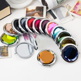 Promotion Custom Crystal Surface Mirrors Portable Pocket Mini Cosmetic Mirror Women Cosmetic Cute Round Makeup Clamshell Mirrors LX4059