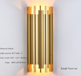 Golden Metal Tube LED Wall Lamp Foyer Bedroom Parlour Wall Sconce Stair Aisle Wall Lights 110-260V Loft Light Fixture Decoration