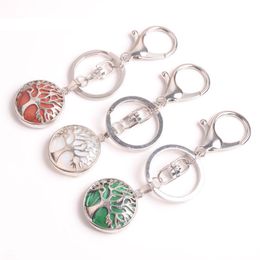 Wholesale 10pcs/lot Natural Stone Tree of Life Keychain Pendant Car Bag Key Ring Men Women Jewellery