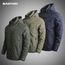 Men's Bomber Jacket Military Tactical Waterproof Jackets Hooded Coats Men Outdoor Sports Quick Dry Jacket Lightweight Coat 5XL 201218