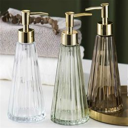 Fashion Elegant Conical Hand Wash Sanitizer Bottles Empty Glass Bottles of Body Cream Shampoo 300ml 3 Colour