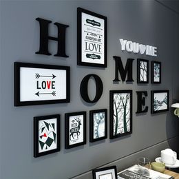 Nordic Photo Frame Simple Black White Picture Wall Wall-Mounted Hanging Multi-Element Mix Letters Home Decor Classic Wall Sticke 201211