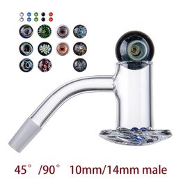 Quartz Banger 2mm Thick Smoking Accessories 45 90 Degree Bevelled Edge 10mm 14mm Male Joint With Spinner Ruby Pearlss Blender Spin Nail