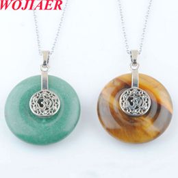 bead balance UK - WOJIAER Natural Stone 3D Necklace Pendant Round Circle Healing Crystal Energy Balance Bead for Women Jewelry Gift BO930