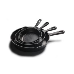 14cm/16cm/20cm/26cm Cast Iron Pan Preseasoned Cast Iron Skillet 4 Pieces Cookware Set 201223