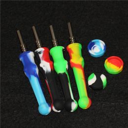 DHL Silicone NC with titanium nail quartz tips Straw Oil Rigs Smoking Pipes glass pipe dab rig