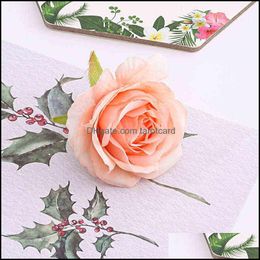 Decorative Flowers & Wreaths Festive Party Supplies Home Garden 50/100Pcs 6.5Cm Artificial Sike Princess Rose Flower Heads For Wedding Decor