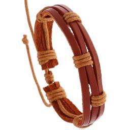 MAN WOMAN Bracelet Retro brown 3 shares 11mm genuine leather bracelet adjustable Cowhide wax thread Nightclub hip hop Bracelet