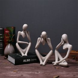 Abstract Character Statue Home Decoration Accessories Creative Home Ornament Drawing Room Office Sandstone Statue Decor figurine LJ200903